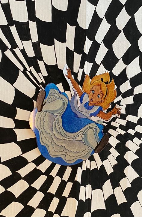 #aliceinwonderland #alice #rabbithole #imadethis Wonderland Wall Art, Alice In Wonderland Rabbithole, Alice In Wonderland Spiral, Alice In Wonderland Falling Rabbit Hole, Alice In Wonderland Inspired Art, Alice In Wonderland Down The Rabbit Hole, Alice And Wonderland Paintings, Alice Falling Down The Rabbit Hole, Alice In Wonderland Hole