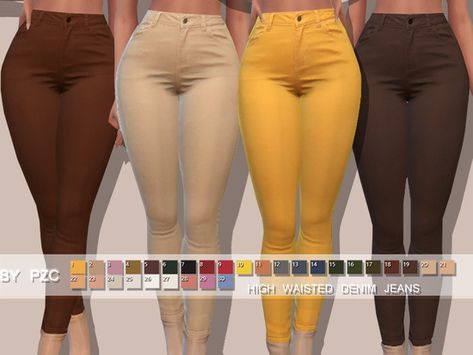 -High Waisted Denim Jeans with 30 colours. Found in TSR Category 'Sims 4 Female Everyday' The Sims 4 Jeans, Sims 4 Black Hair, Pelo Sims, Sims 4 Game Mods, Sims 4 Cc Folder, Sims 4 Gameplay, Sims 4 Teen, Sims 4 Toddler, Sims Four