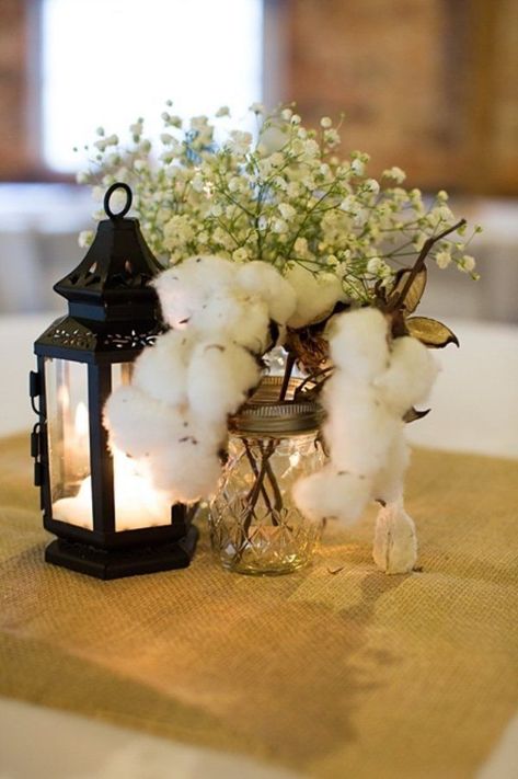 Cotton Wedding Decor, Cotton Centerpiece, Wedding Venues South Carolina, Rustic Style Wedding, Cotton Decor, Yosemite Wedding, Cotton Wedding, South Carolina Wedding, Rustic Wedding Centerpieces