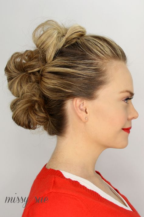 Messy Bun Mohawk Messy Bun Mohawk, Bun Mohawk, Missy Sue Hair, Active Hairstyles, Mohawk Hairstyles For Women, Missy Sue, Rihanna Hairstyles, Easy Updo Hairstyles, Protective Hairstyles For Natural Hair