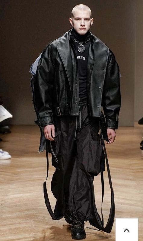 Mens Vampire Fashion, Men’s Runway, Dark Futuristic Fashion, Male Goth Fashion, Futuristic Fashion Men, Mens Futuristic Fashion, Brutalism Fashion, Juxtaposition Fashion, Futuristic Clothing Men