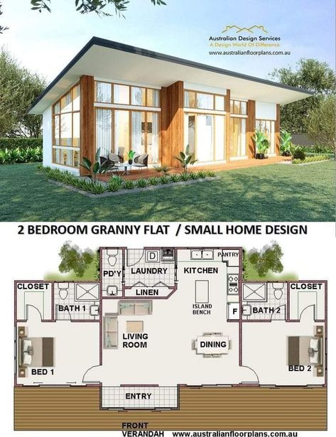 American House Design, Granny Flat Plans, Tiny House Hotel, One Level House Plans, Carriage House Plans, House Design Ideas, Barn Style House Plans, Small House Floor Plans, American House