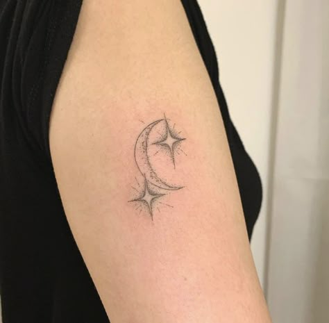 Matching Bff Tattoos, Small Moon Tattoos, Stars Tattoo, Small Shoulder Tattoos, Small Pretty Tattoos, Spine Tattoos For Women, Bff Tattoos, Temp Tattoo, Jewelry Tattoo