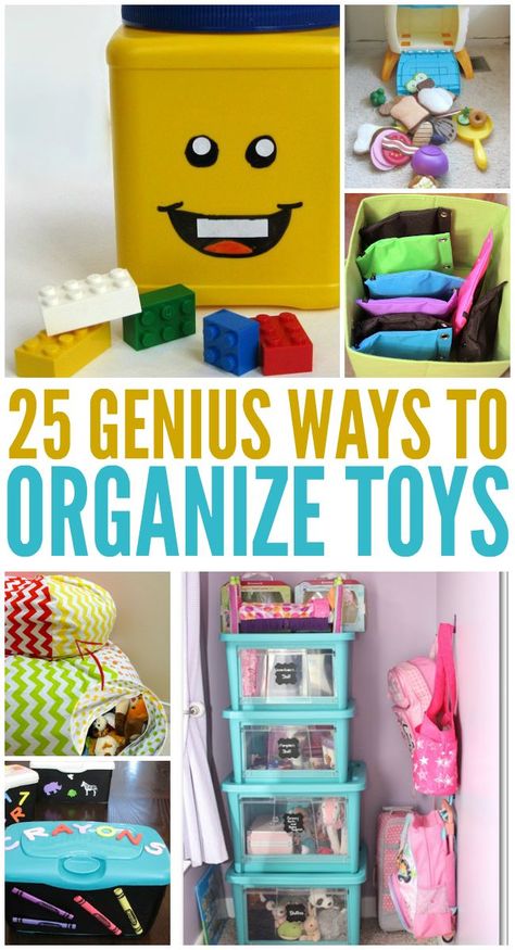 25 Genius Ways to Organize Toys Organize Toys, Organize Kids, Toy Storage Ideas, Diy Toy Storage, Kids Organization, Toy Storage Solutions, Home Decluttering, Kids Toy Organization, Playroom Organization