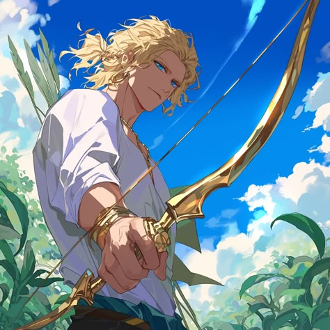 Male Character Design Blonde, Blonde Character Design Male, Archer Oc, Elf Oc Male, Archer Male, Archer Aesthetic, Dragon Man, Archer Characters, Fantasy Props