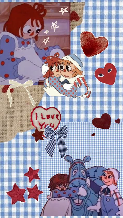 #raggedyann #raggedyandy #blue #red Raggedy Ann Doll, Raggedy Ann And Andy, Cool Wallpapers Art, Raggedy Ann, Calming Colors, Kawaii Wallpaper, Funky Art, Create Collage, Fabric Painting