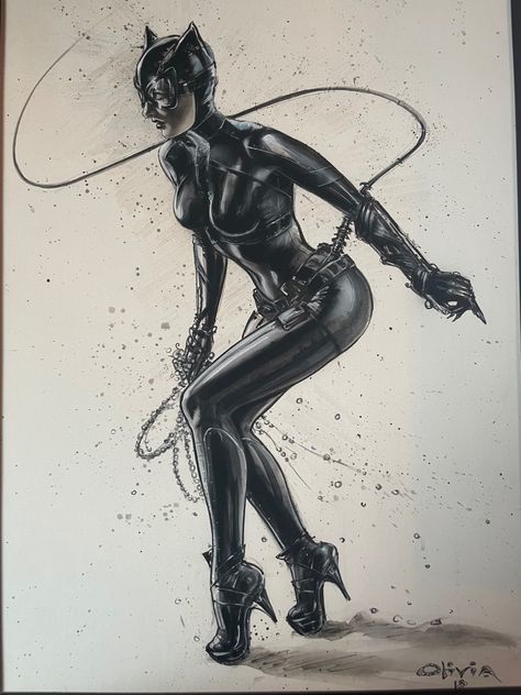 Catwoman Comic Art Catwoman Whip, Catwoman Comic Art, Original Catwoman, Denise Matthews, Catwoman Comic, Olivia De Berardinis, Splash Page, Gallery Owner, Bollywood Wedding