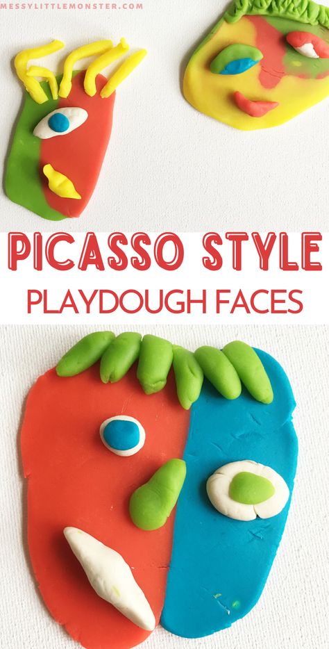 Picasso Kindergarten Art, All About Me Art Elementary, Picasso Craft For Preschool, Spain Activities For Preschool, Picasso Art For Kids, Italy Activities For Kids, Italy Crafts For Kids, Picasso Art Project, Picasso For Kids