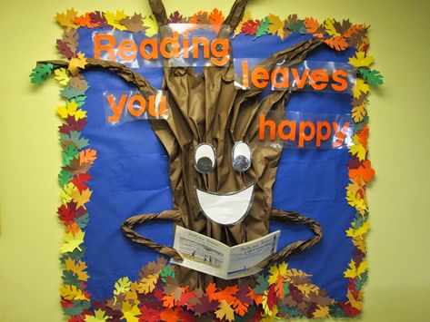 School Library Bulletin Boards, October Bulletin Boards, November Bulletin Boards, Gratitude Tree, Thanksgiving Bulletin Boards, Library Bulletin Board, Halloween Bulletin Boards, Reading Bulletin Boards, Library Media Center