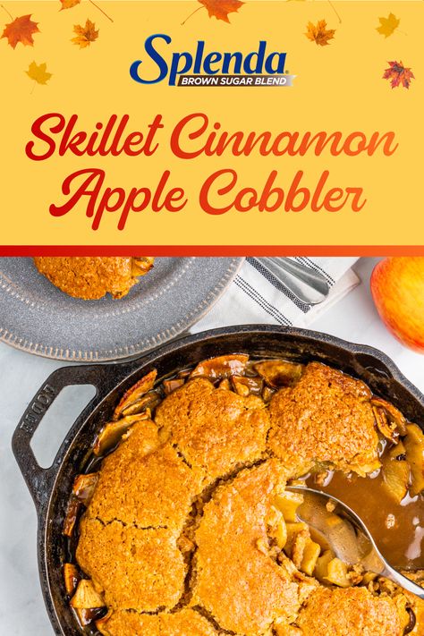 The most a-peel-ing Skillet Cinnamon Apple Cobbler 🍎 made with our Splenda Brown Sugar Blend. Find the full recipe to make this for the holidays here - https://bit.ly/3grGD4k Cinnamon Apple Cobbler, Sugar Free Apple Crumble, Splenda Desserts, Fall Desert, Splenda Recipes, Sugar Free Desserts Easy, Apple Cobbler, Fruit Cobbler, Pie Crusts