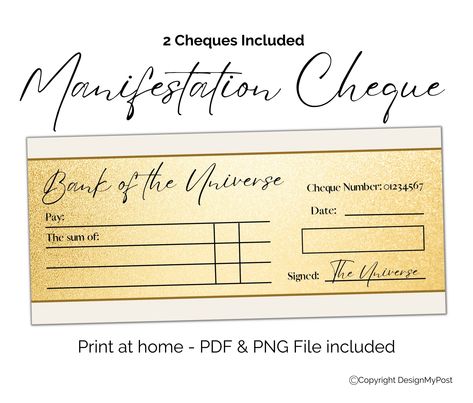 Cheque Manifestation, Manifestation Cheque, Abundance Cheque, Blank Cheque, Spiritual Awakening Higher Consciousness, Printable Checks, Diva Quotes, Blank Check, Successful Woman