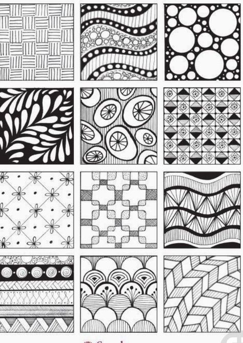 Doodle Patterns Simple, Simple Zentangle Patterns, Line Drawing Ideas, Patterns Doodle, Takken Decor, Zantangle Art, Zen Doodles, Zen Doodle Patterns, Zentangle Artwork