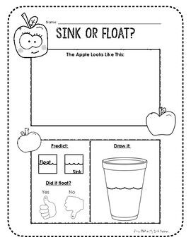 This is a fun and engaging science activity to do during an apple unit. The students draw the apple and predict if the apple will float or sink. Then the teacher drops an apple in a tub of water and students observe if the apple floats or sinks! It's always a hit! then the students color thumbs up if it floated or thumbs down if the apple did not float. Lastly, the students draw what they observe, an apple floating on the top of the water. Apple Sink Or Float Preschool, Sink Or Float Anchor Chart, Apple Sink Or Float, Float Or Sink, Apple Lesson Plans, Apple Science Experiments, Johnny Appleseed Day, Classroom Cooking, Apple Lessons