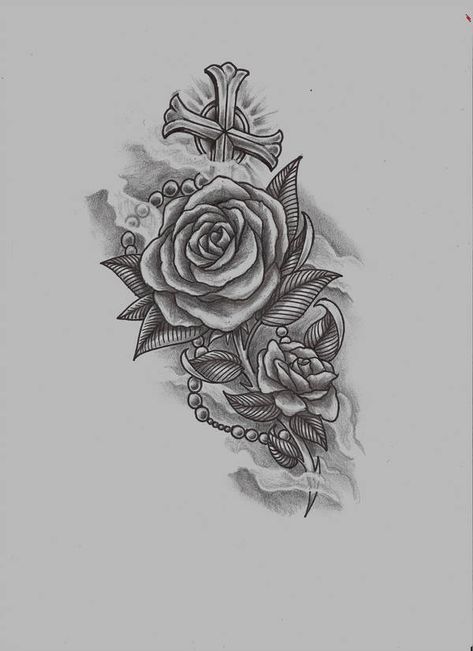 rose n rosary raw by konZ3pt Rosary Bead Tattoo, Latin Tattoo, Om Tattoo Design, Rosary Tattoo, Model Tattoo, Cross Tattoos For Women, Om Tattoo, Religious Tattoo, Cross Tattoo Designs