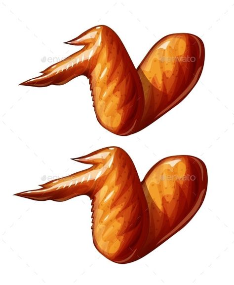 Chicken Wing. Fast-Food Food. Eps10 Vector Illustration. Anime Chicken Food, Chicken Wing Cartoon, Chicken Wing Illustration, Chicken Wing Drawing, Chicken Wings Logo, Bbq Chicken Wings, Chicken Pictures, Cartoon Chicken, Wings Drawing