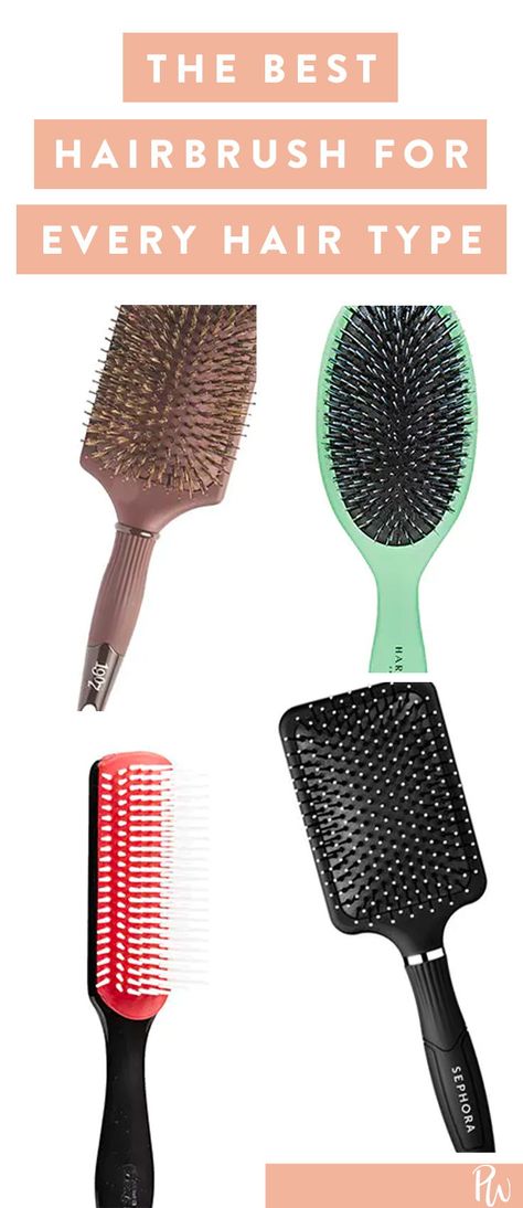 The Best Hairbrush for Every Type of Hair #hairbrush #haircare #hairideas #hairstyles Types Of Hair Brushes And Their Uses, Types Of Hairbrushes, Hairbrush For Curly Hair, Clean A Hairbrush, Best Hairbrush, How To Clean Hairbrushes And Combs, Types Of Hair Brushes, Best Hair Brush, Types Of Hair