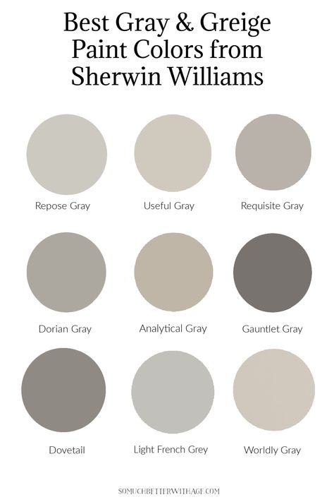 Diy Sunroom, Sherwin Williams Greige, Brown Grey Paint, Best Greige Paint Color, Navy Blue Paint Colors, Worldly Gray, Brown Paint Colors, Black Paint Color, Greige Paint Colors