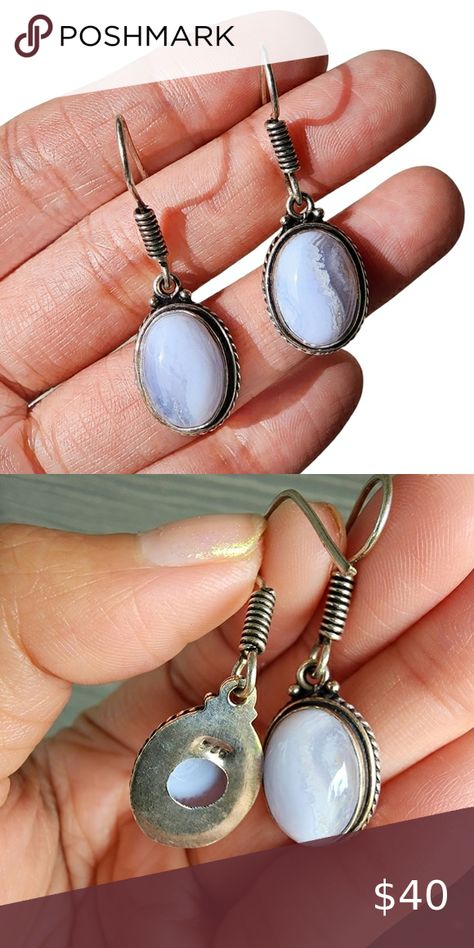 Natural Blue Lace Agate S925 Sterling Silver Dangle Earrings Chakra Energy Stone Chakra Energy, Energy Stones, Silver Dangle Earrings, Sterling Silver Dangle Earrings, Agate Crystal, Blue Lace Agate, Lace Agate, Silver Earrings Dangle, Stone Earrings