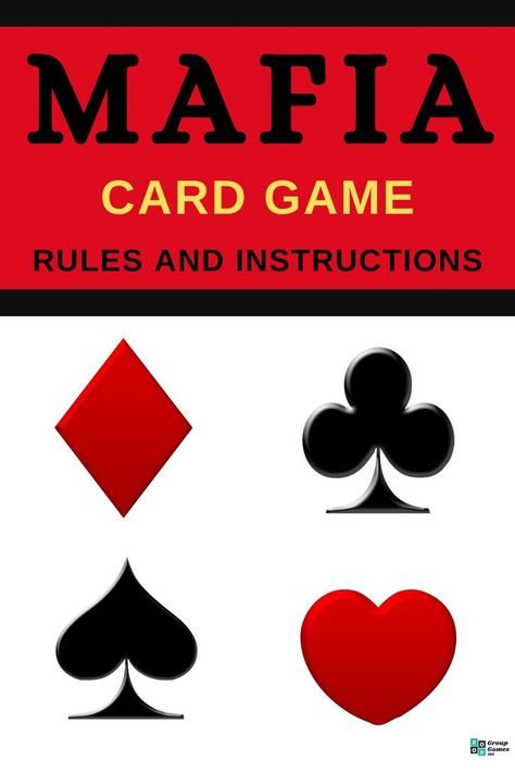 Mafia Card Game (Rules and Instructions) Mafia Party Game, Group Card Games, Mafia Party, Mafia Game, Game Rules, Group Games, Game Night, Card Game, Party Games