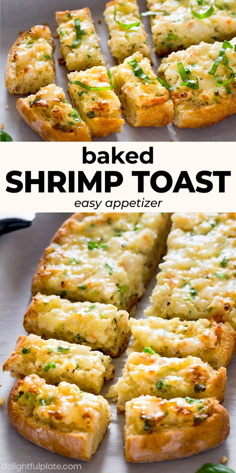 Baked Shrimp Toast, Easy Baked Shrimp, Horderves Appetizers, Crispy Bread, Shrimp Toast, Creamy Shrimp, Shrimp Recipes For Dinner, Appetizers Easy Finger Food, Baked Shrimp