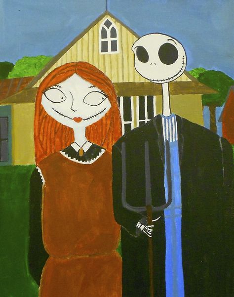 American Gothic Parody Grant Wood Regionalism Art Famous Paintings Parody, American Gothic Painting, American Gothic House, American Gothic Parody, Grant Wood American Gothic, Gothic Painting, Famous Art Pieces, Gothic Drawings, Ideas For Drawing