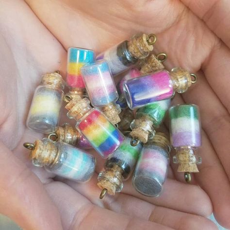 Tiny Jars, Diy Crafts For Girls, Lgbt Flag, Bottle Charms, Bottle Jewelry, Mini Craft, Magical Jewelry, Kawaii Accessories, Bottle Necklace