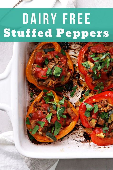 Dairy Free Stuffed Bell Peppers, Stuffed Bell Peppers No Cheese, Dairy Free Stuffed Peppers, Chicken Sausage Stuffed Peppers, Stuffed Peppers Ground Beef, Stuffed Bell Peppers Ground Beef, Paleo Stuffed Peppers, Bell Peppers Stuffed, Stuffed Peppers Beef