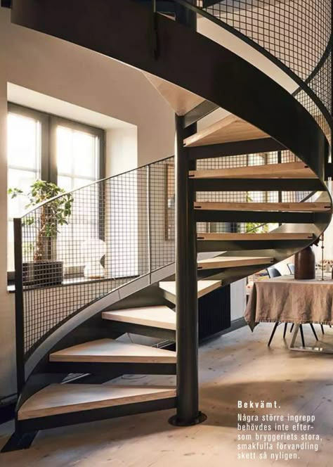 Spiral Staircase Architecture, Spiral Staircase Balcony, Wide Spiral Staircase, Stair Rails Ideas, Railing Design Stairs, Stair Railings Metal, Modern Stairs Ideas, Home Stairs Ideas, Hall Stairs And Landing Decor