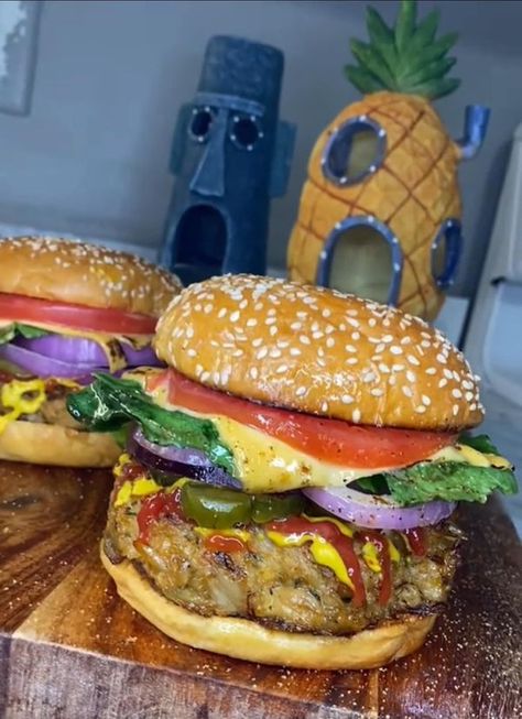 Krabby Patty Recipe, Crabby Patty, Crab Burger, Cajun Recipes Authentic, Crabby Patties, Burger Ideas, Patty Recipe, Krabby Patty, Crab Recipes