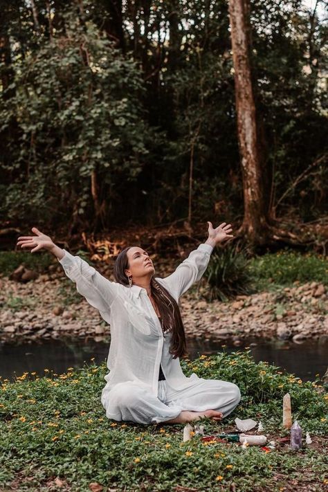 Beach Yoga Photography, Retreat Photography, Goddess Shoot, Yoga Photoshoot Ideas, Yoga Shoot, Forest Photoshoot, Coach Branding, Spiritual Photos, Yoga Photoshoot