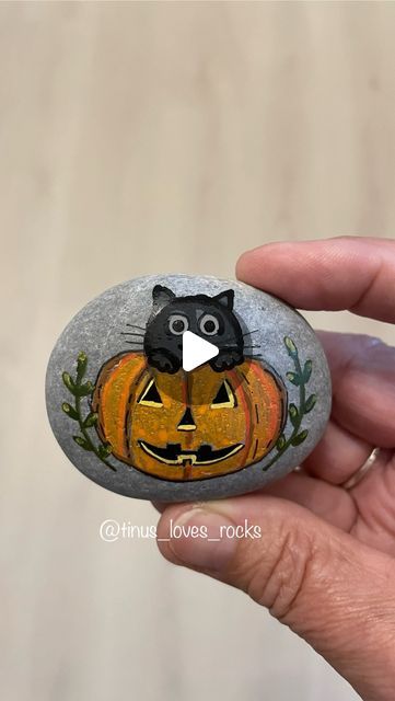 Martina Meister-Goossens on Instagram: "-Join me in making this Halloween rock- the rock is from @thehappystone_com inspiration Freepik #tinuslovesrocks #halloween #artreelsofinstagram #reels #taşboyama #kaminky #pumpkin" Halloween Rocks, Crafts For Girls, Waltz, Girl Falling, Rock Painting, The Rock, Painted Rocks, Moon, Halloween