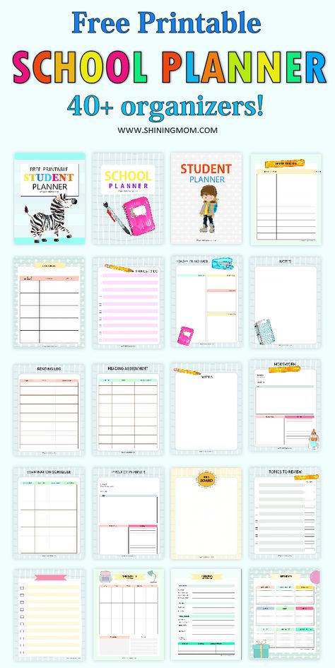 free school planner Free School Planner, Free School Printables, Study Planner Printable Free, School Planner Template, Study Planner Free, Planner For Students, Project Planner Template, Exam Planner, Assignment Planner