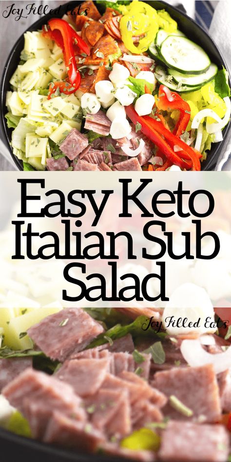 Italian Sub Salad, Sub Salad, Keto Italian, Cena Keto, Italian Sub, Antipasto Salad, Joy Filled Eats, Boiled Egg Diet Plan, Vinegar Dressing