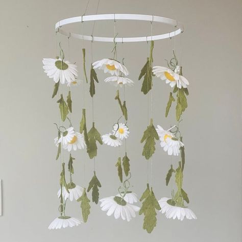 Daisy Mobile, Forever Flower Bouquets, Cubicle Decor Office, Felt Flower Bouquet, Paper Daisy, Flower Mobile, Flower Chandelier, Cubicle Decor, Autumn Thanksgiving