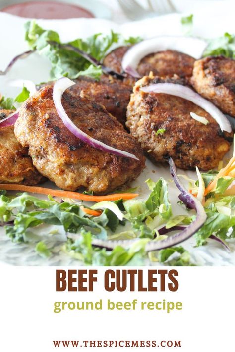 If you’re looking for a quick and easy ground beef recipe for dinner, you’re going to love these ground beef cutlets! You only need ground beef, a few spices and just 30 minutes to make these ground beef cutlets! These ground beef cutlets are great if you need a tasty appetizer, side dish, or a filling for your next sandwich! Beef Cutlets Recipes Easy, Beef Cutlet Recipes, Chicken Boti Recipe, Beef Kabab, Beef Cutlets, Ground Beef Recipe, Indian Appetizers, Cutlets Recipes, Easy Indian Recipes