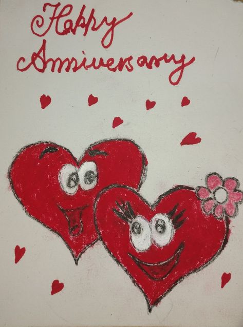 Happy Anniversary Drawings, Anniversary Drawings For Parents, Diy Anniversary Cards For Parents, Anniversary Cards For Parents, Wedding Anniversary Drawing, Gift Card Drawing, Anniversary Drawing, Cards For Parents, Happy Anniversary Gift