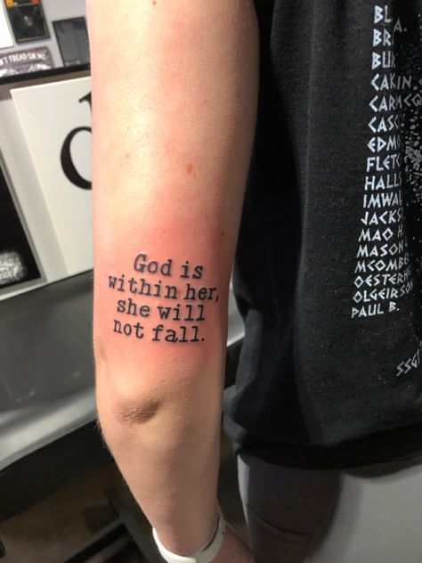 God Is Within Her She Wont Fall Tattoo, God Is Within Her She Will Not Fail Tat Arm, God Is Within Her She Will Not Fail Tattoo, God Is Within Her Tattoo, God Is Within Her She Will Not Fail Tat, Christian Tattoo, Awareness Tattoo, Autumn Tattoo, Cross Tattoos For Women