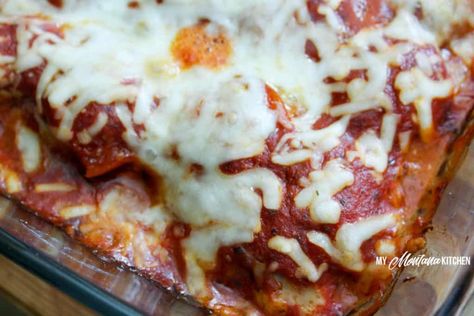 Low Carb Pizza Casserole | My Montana Kitchen Thm Pizza, Meatballs Casserole, Pizza Meatballs, Keto Pizza Casserole, Pizza Casserole Recipe, Keto Italian, Keto Broccoli Cheese Soup, Trim Healthy Recipes, Meatball Casserole