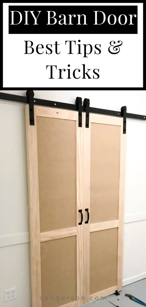 Double Barn Doors Sliding, Diy Barn Door Cheap, Closet Barn Door, Painting Cabinets Diy, Sliding Barn Door Closet, Barnwood Doors, Barn Door Projects, Diy Closet Doors, Double Sliding Barn Doors