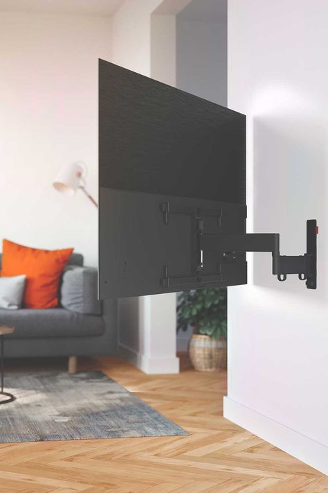 With TVs getting bigger and bigger, TV wall mounts are needed with more load capacity. Our stylish COMFORT TV mounts have been specially designed for this new generation of TVs and meet the toughest safety requirements. The mounts are suitable for screens up to 100 inches and weighing even up to 75 kg. Living Room Tv Mount Ideas, Tv Bracket Ideas Tv Wall Mount, Movable Tv Stand, Mounted Tv Bedroom, Palace Decor, Apartment Tv, Skin Vitamins, Comfort Series, Tilting Tv Wall Mount