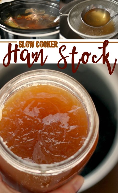 How To Make Broth From Ham Bone, Ham Bone Broth Slow Cooker, Ham Stock Recipes, Ham Stock, Ham Bone Broth, Ham Broth, Cooking Ham In Crockpot, Cooking With Kids Easy, Boiled Ham