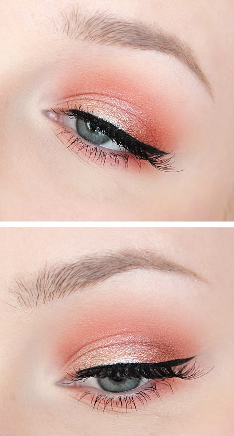 Coral / Peach / Orange shimmering eyeshadow. Recreate this look with Mary Kay Sunlight eye palette and Gel eyeliner Teknik Makeup, Makeup Ulzzang, Make Up Diy, Maquillage On Fleek, Orange Eyeshadow, Peach Makeup, Peach Eyeshadow, Subtle Makeup, Best Makeup Brushes