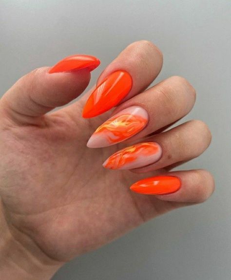 Nails Photo, Elegant Touch Nails, Shiny Nails Designs, Orange Nail, Band Nails, Nails Yellow, Punk Nails, Minimal Nails, Classy Acrylic Nails