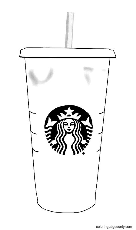 Starbucks Drawing Sketches, Starbucks Coloring Pages, Starbucks Drink Drawing, Coloring Pages Preppy, Cup Coloring Pages, Starbucks Cup Drawing, Coffee Coloring Pages, Preppy Coloring Pages, Starbucks Drawing