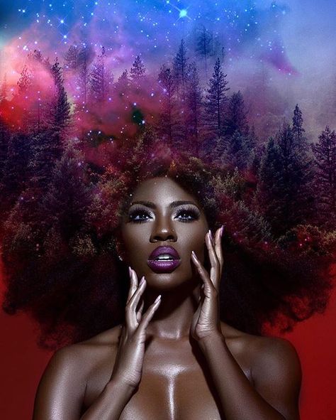 Pin for Later: This Mystical Photo Series Is Proof That Natural Hair Is Magical Natural Hair Art, Foto Art, Afro Art, Photo Series, African American Art, Black Women Art, Hair Art, Double Exposure, Afro Hairstyles