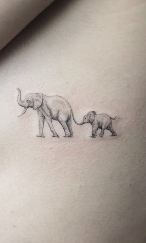 Elephant Tattoos Hip, Father Daughter Elephant Tattoo, Elephant Tattoo With Trunk Up, Pretty Elephant Tattoo, Stuffed Elephant Tattoo, Mum And Baby Elephant Tattoo, Prozac Tattoo, Elephant Tattoos Fine Line, Elephant Tattoos Mother Daughter