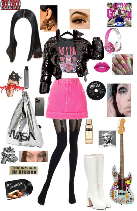 Barbie Grunge Outfit, Emo Barbie Outfits, Grunge Barbie, Rock Barbie, Birthday Y2k, Punk Barbie, Qveen Herby, Space Outfit, Punk Princess