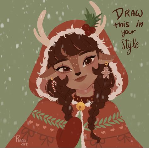 Christmas Oc Art, Draw This In Your Style Challenge, Draw This In Your Style, Dtiys Art Challenge, Dtiys Challenge, Art Challenges, Art Style Challenge, Drawing Prompts, Art Prompts