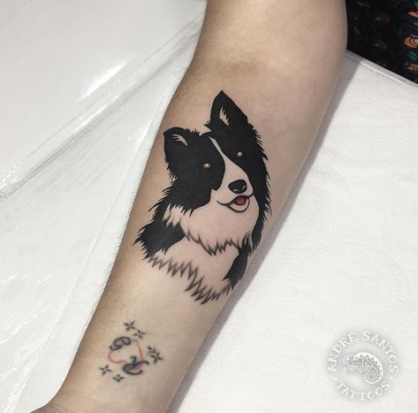 18 Best Border Collie Tattoo Designs Tattoo Designs Minimalist, Melon Collie, Collie Tattoo, Border Collie Tattoo, Minimalist Border, Tattoo Border, Cute Border Collie, Aggressive Dogs, Cute Border