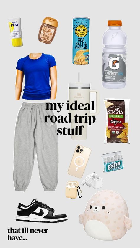 #snacks #stuffiwant #nike #comfy #roadtrip Road Trip Stuff, Road Trip Fits, Trip Fits, Road Trip Bag, Road Trip Kit, Road Trip Outfit, Road Trip Packing List, Car Trip, Road Trip Packing